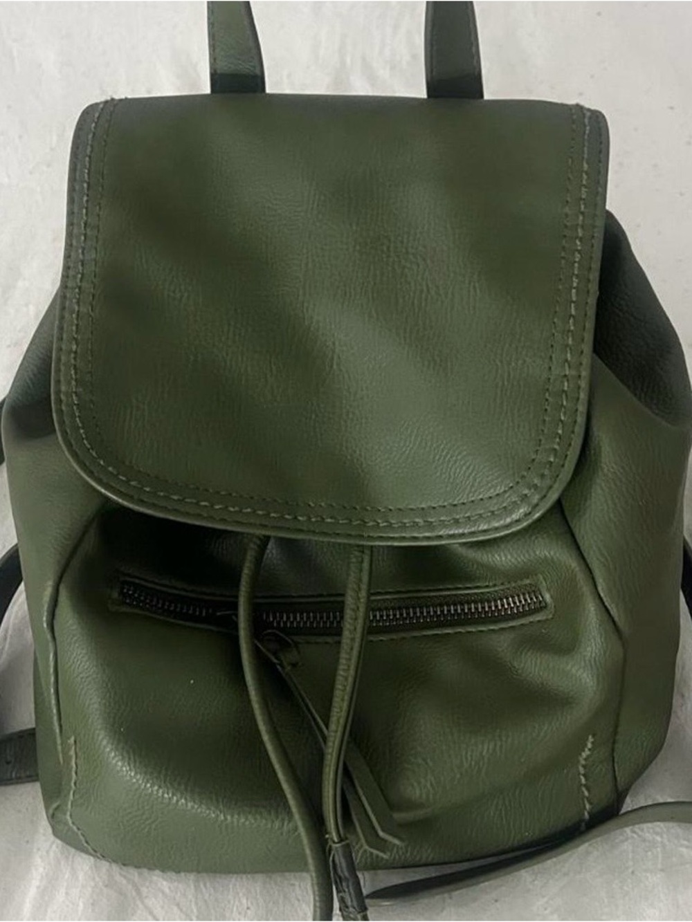 Universal Thread Olive Green Pebbled Leather Drawstring Backpack - Picture 14 of 14